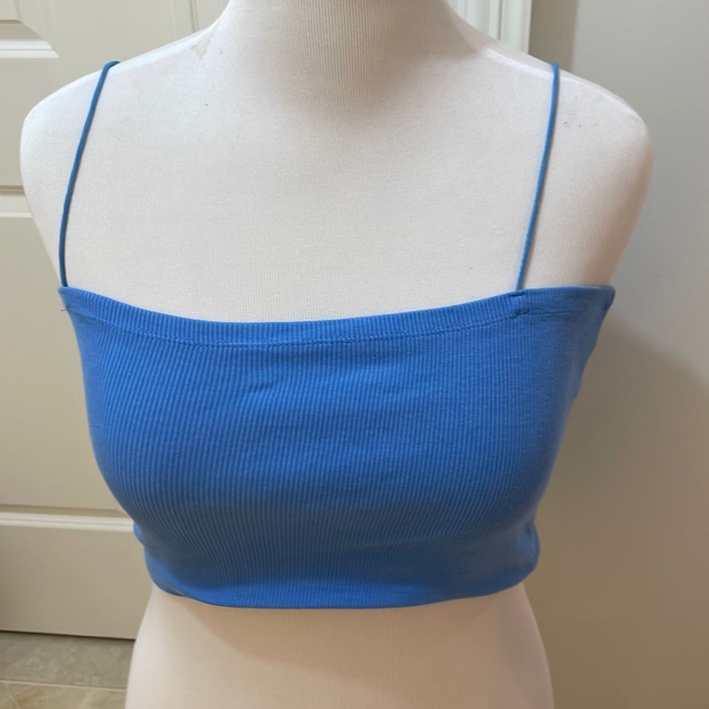 Zara blue ribbed tank